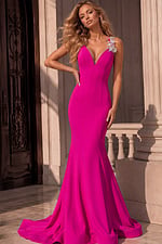 pink jersey mermaid dress 48663