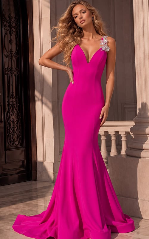 pink jersey mermaid dress 48663