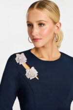 high neck contemporary top with embellished floral details 48665