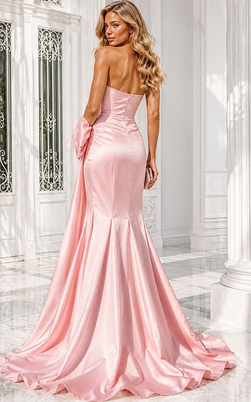 strapless trumpet pink dress 48676