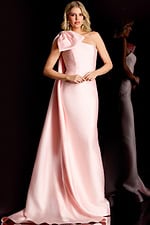 strapless taffeta pink dress with bow details 48677