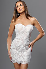 lace short dress with sweetheart neckline