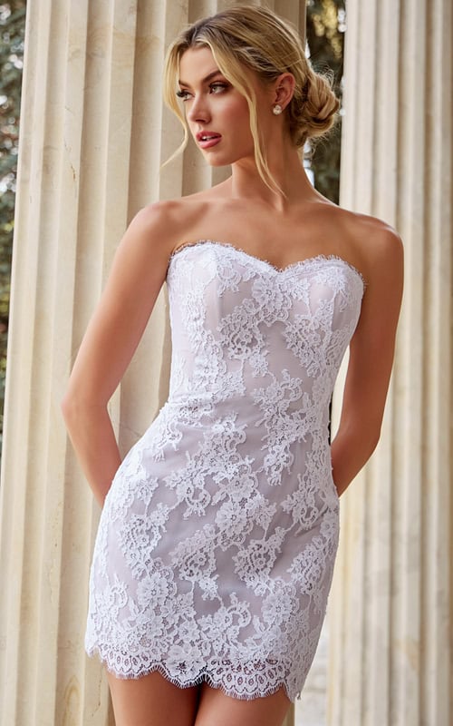 strapless fitted lace dress 48689