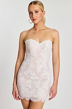 strapless sweetheart neckline lace white dress 48689