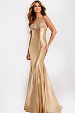 Fitted gold mermaid dress with sequin top