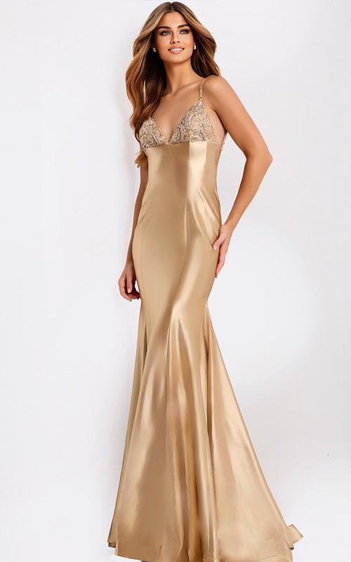 gold 50th anniversary dresses Golden Satin Wedding Dress