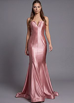Strapless satin mermaid dress with contoured panel seams
