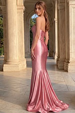 pink mermaid satin dress 48744