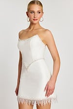 white fitted bodice embellished dress 48787