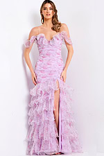 Romantic layered prom dress with ruffled tulle details