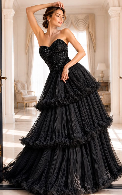 black corset bodice embellished dress 48948