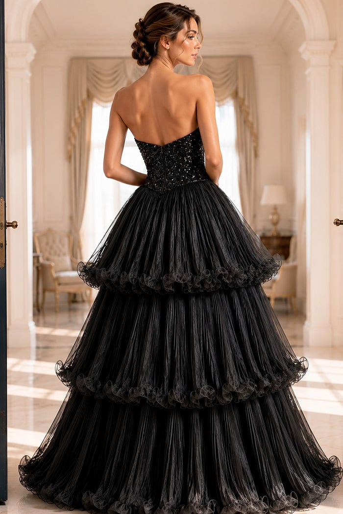 strapless pleated a line dress 48948