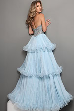 tiered chiffon ball gown with beaded bodice