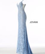 Model wearing Perri Lace Fitted Jovani Prom Dress 48994