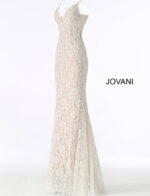 Model wearing Perri Lace Fitted Jovani Prom Dress 48994