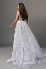 nude silver sheath long dress with high neck halter beaded overskirt