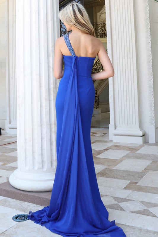 One Shoulder Beaded Cut Out Mermaid Gown 49015 | Jovani