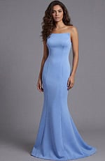 simple high neckline mermaid blue evening dress 49062
