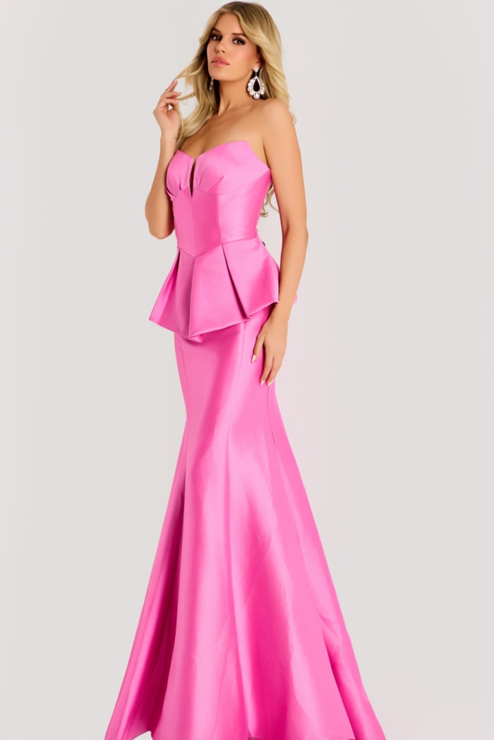 pink peplum mermaid dress 49071
