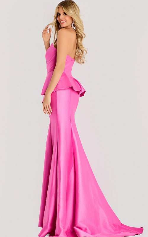 back of mermaid peplum pink dress 49071