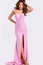 Elegant red gown with shimmering stripes