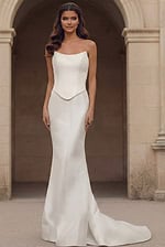 mermaid strapless white dress 49077