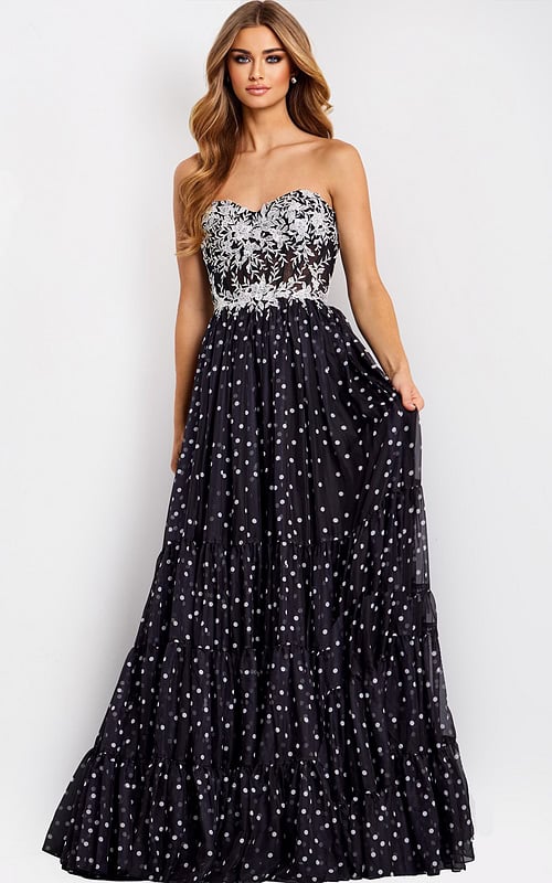 black and white a line dress 49086