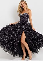 Sweetheart neckline gown with cascading ruffles 49087