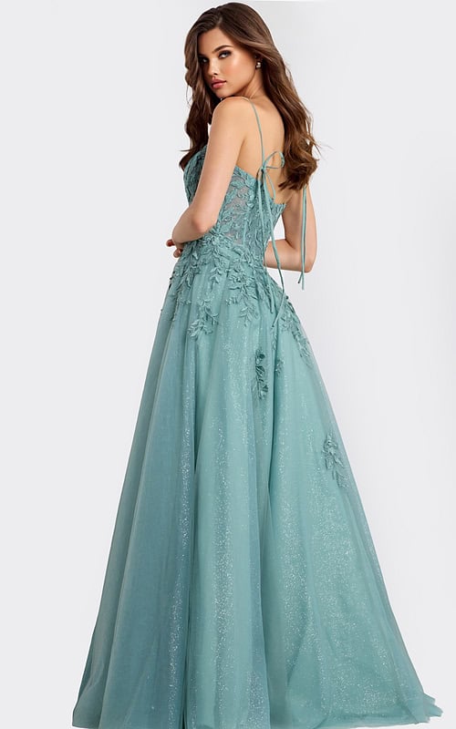 Green A Line Dress With Tie Back Detail