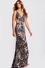 Metallic leopard print prom gown with sequins