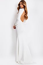 Elegant white prom gown with keyhole neckline
