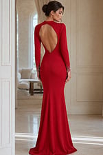 Long Sleeve Open Back Dress 49126 | Jovani