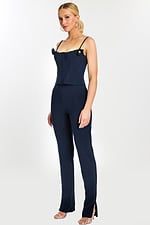 navy corset bodice jumpsuit with floral details 49139