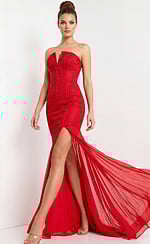 red trumpet beaded dress 49147