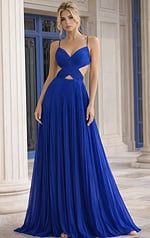 Pleated Gown with Crisscross Bodice and Open Back 49160 - Image 2