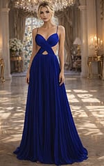 Pleated Gown with Crisscross Bodice and Open Back 49160 - Image 3