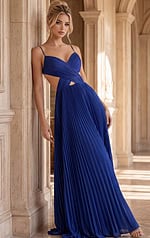Pleated Gown with Crisscross Bodice and Open Back 49160 - Image 5
