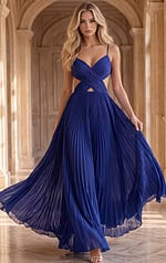 Pleated Gown with Crisscross Bodice and Open Back 49160 - Image 6