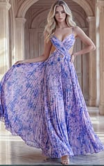 elegant evening gown with shimmering crystal embellishments and sleek silhouette