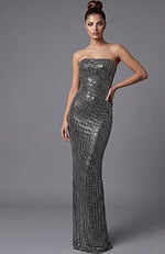 strapless fitted bodice with fully embellished fabric 49162