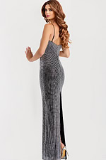 silver beaded dress with spaghetti straps 49162