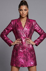 Structured tailored jacket with metallic textured fabric and notched lapel