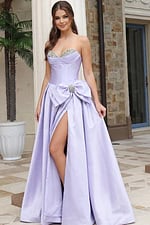 strapless a line dress with bow detail 49196