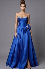 strapless embellished neckline a line dress 49196
