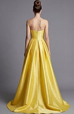 back of yellow ebmellished satin gown 49196