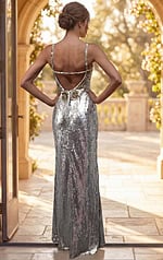 silver backless embellished dress 49217
