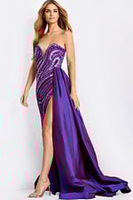 Purple evening dress with swirl beading 49226