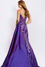 v back purple embellished dress 49226