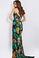 multi color fitted v back dress 49234