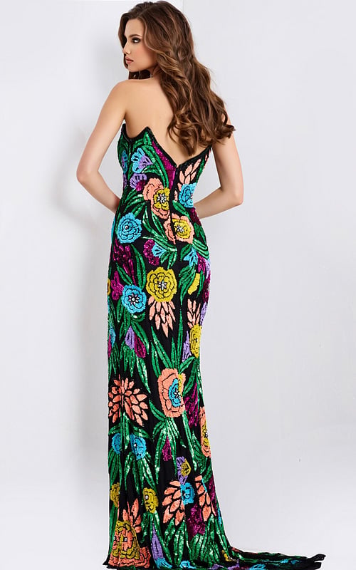 multi color fitted v back dress 49234